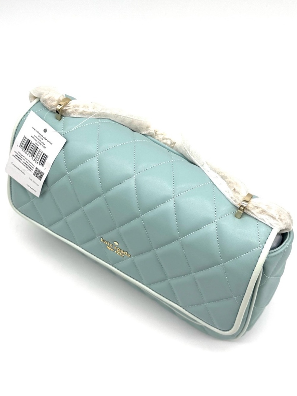 Kate Spade Colorblock Carey Quilted Leather Flap Shoulder Bag Wild Sage - Picture 5 of 9